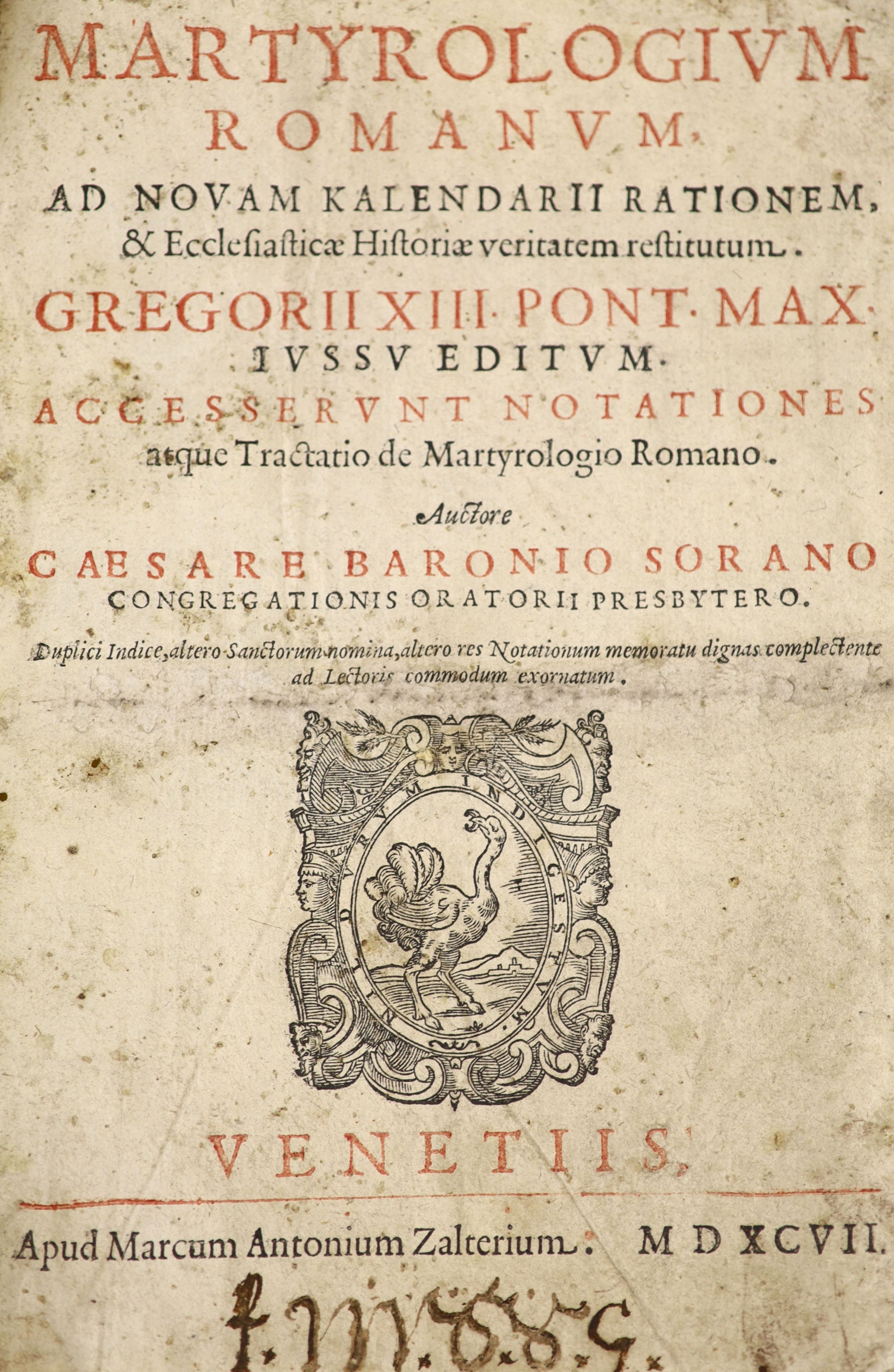 Baronius, Caesar. Martyrologium Romanum, ad Novum Kalendarii Rationem ...